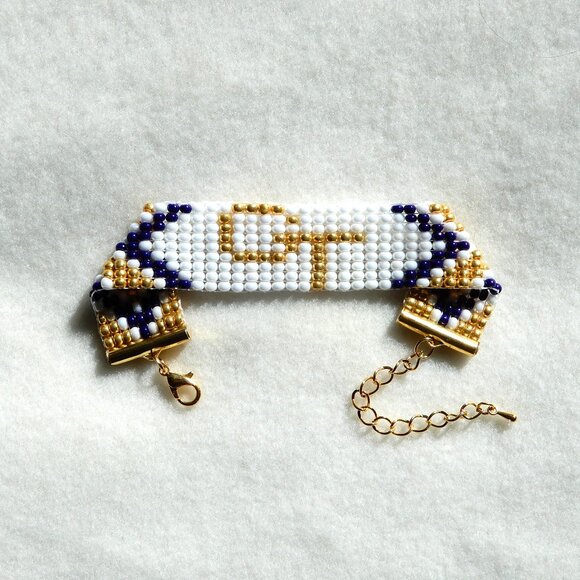 Georgia Tech bead bracelet, handmade, adjustable length, gameday - Picture 1 of 4